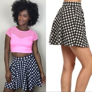 Gingham Flirty Skater Mini Skirt